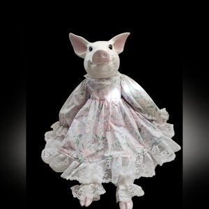 Vintage Handmade Porcelain Animal Doll Pig 21 in.